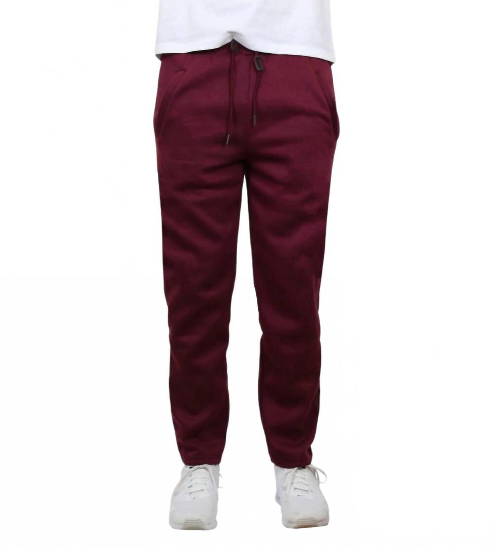 NEW GALAXY BY HARVIC classic open bottom fleece sweatpants in burgundy